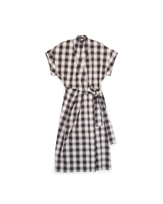 Calla Wrap Dress - Java - Shadow Check Poplin