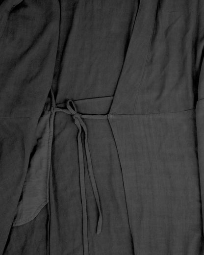 Calla Wrap Dress - Black - Rayon Linen Slub