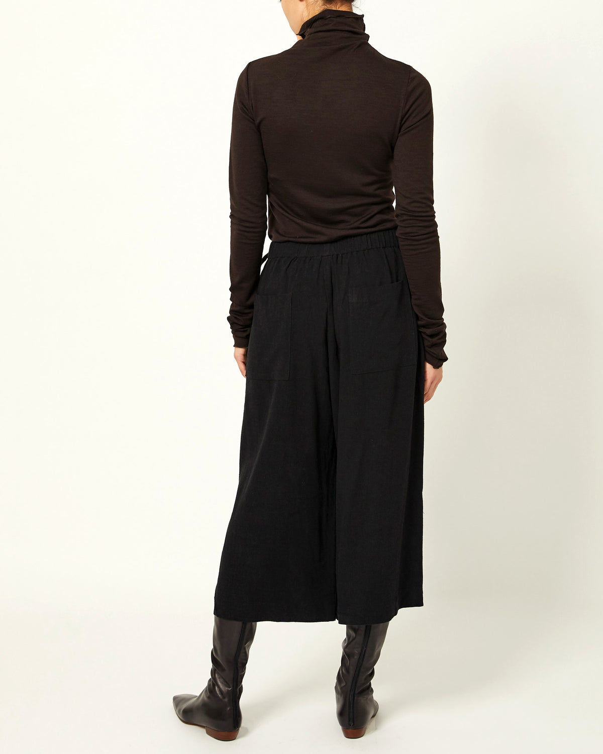 Calla Crop Pant - Black - Drapey Linen
