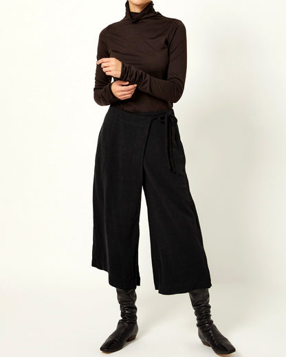 Calla Crop Pant - Black - Drapey Linen