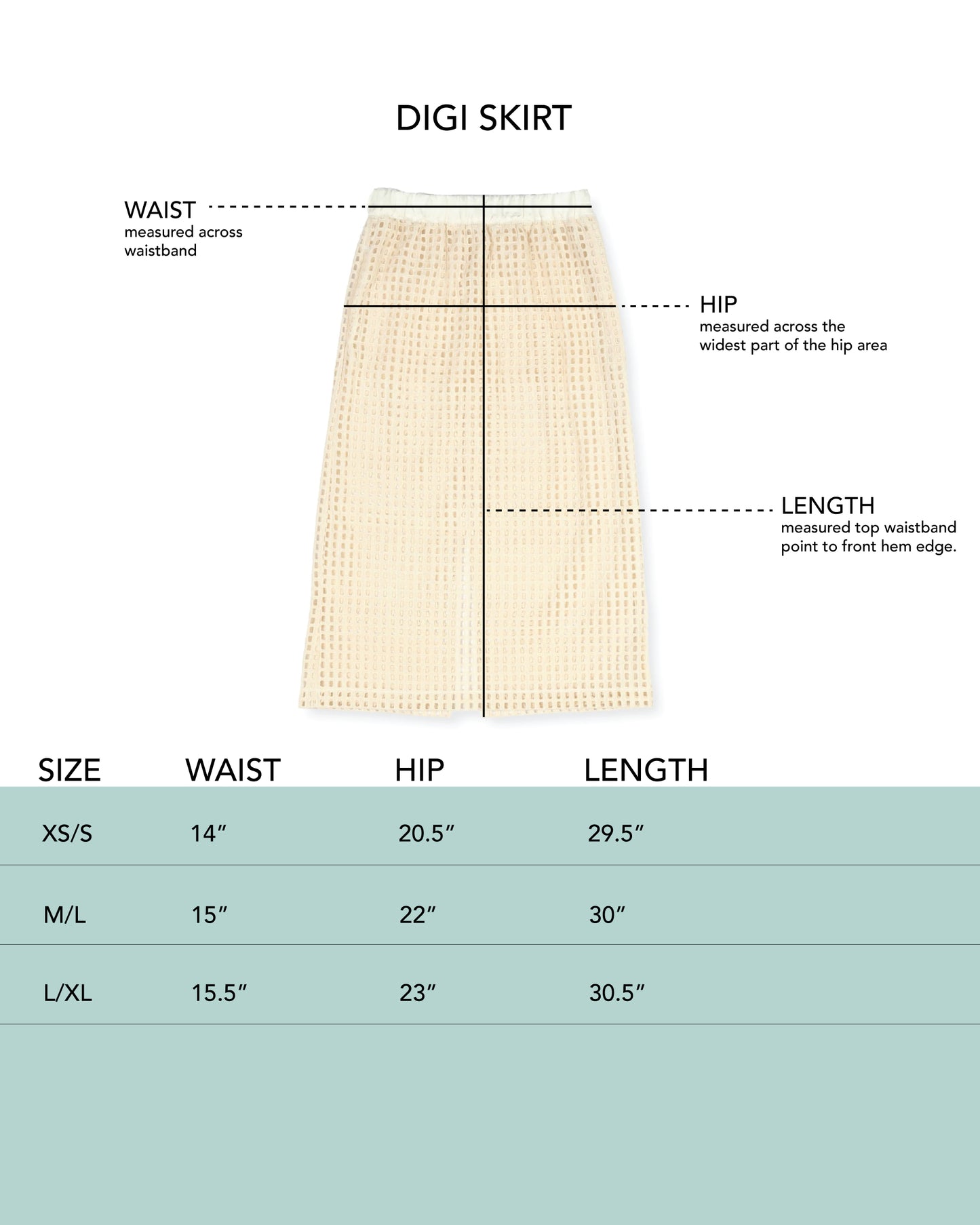 Digi Skirt - Ecru - Grid Eyelet Cotton