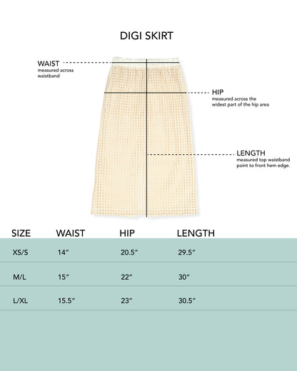Digi Skirt - Ecru - Grid Eyelet Cotton