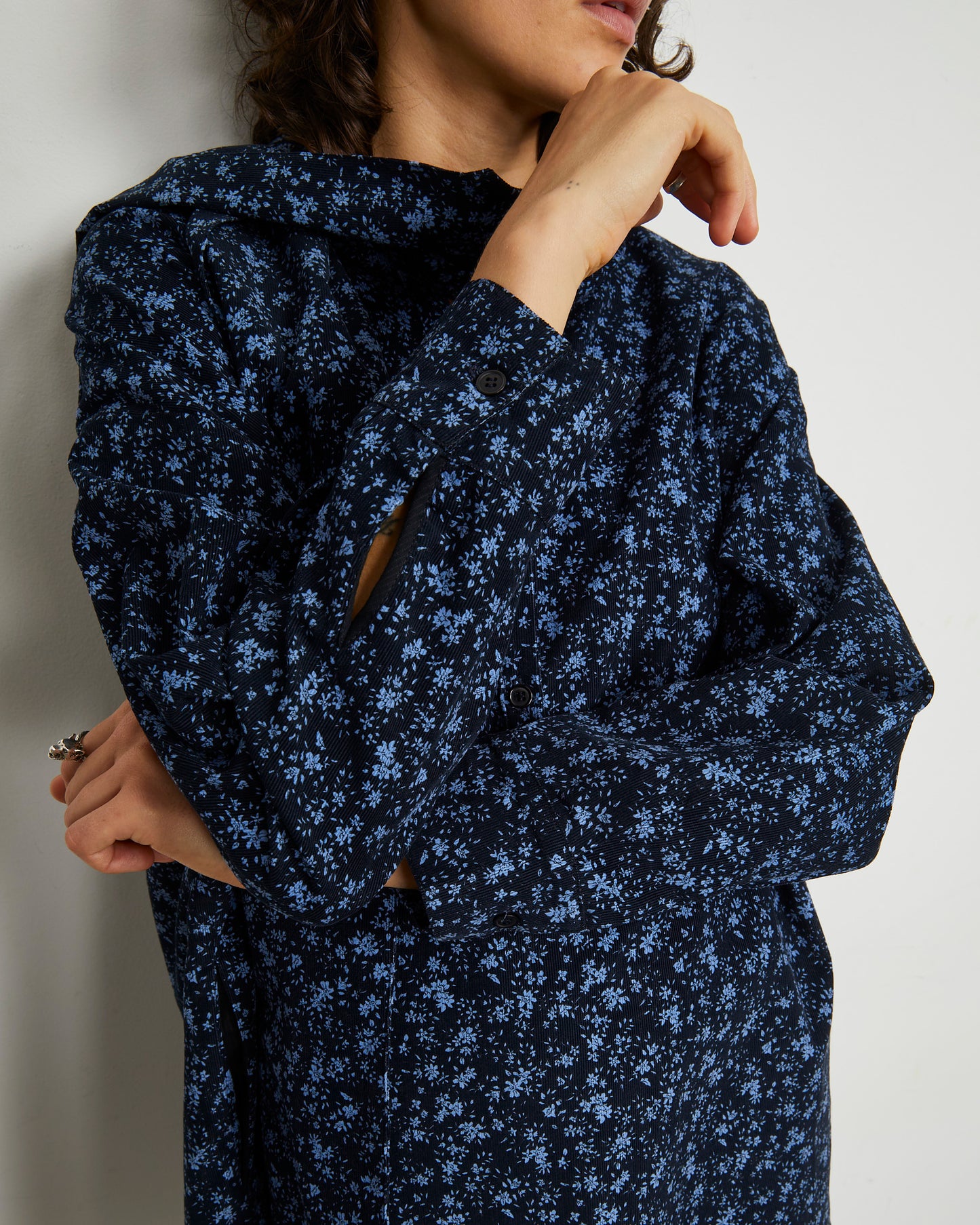 Darly Dress - Borage Floral - Pinwale Corduroy