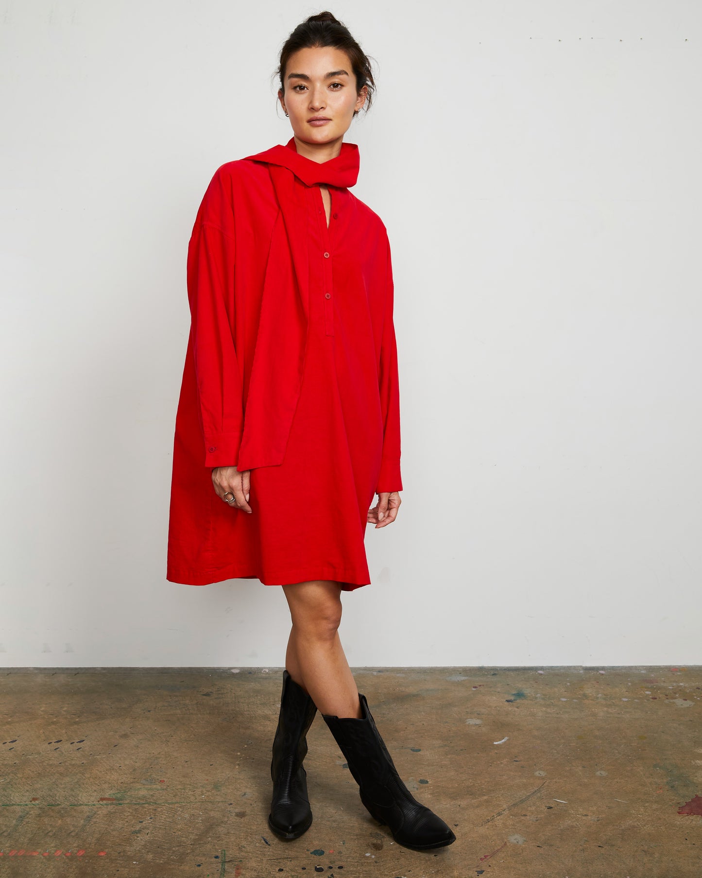 Darly Dress - Scarlet - Pinwale Corduroy