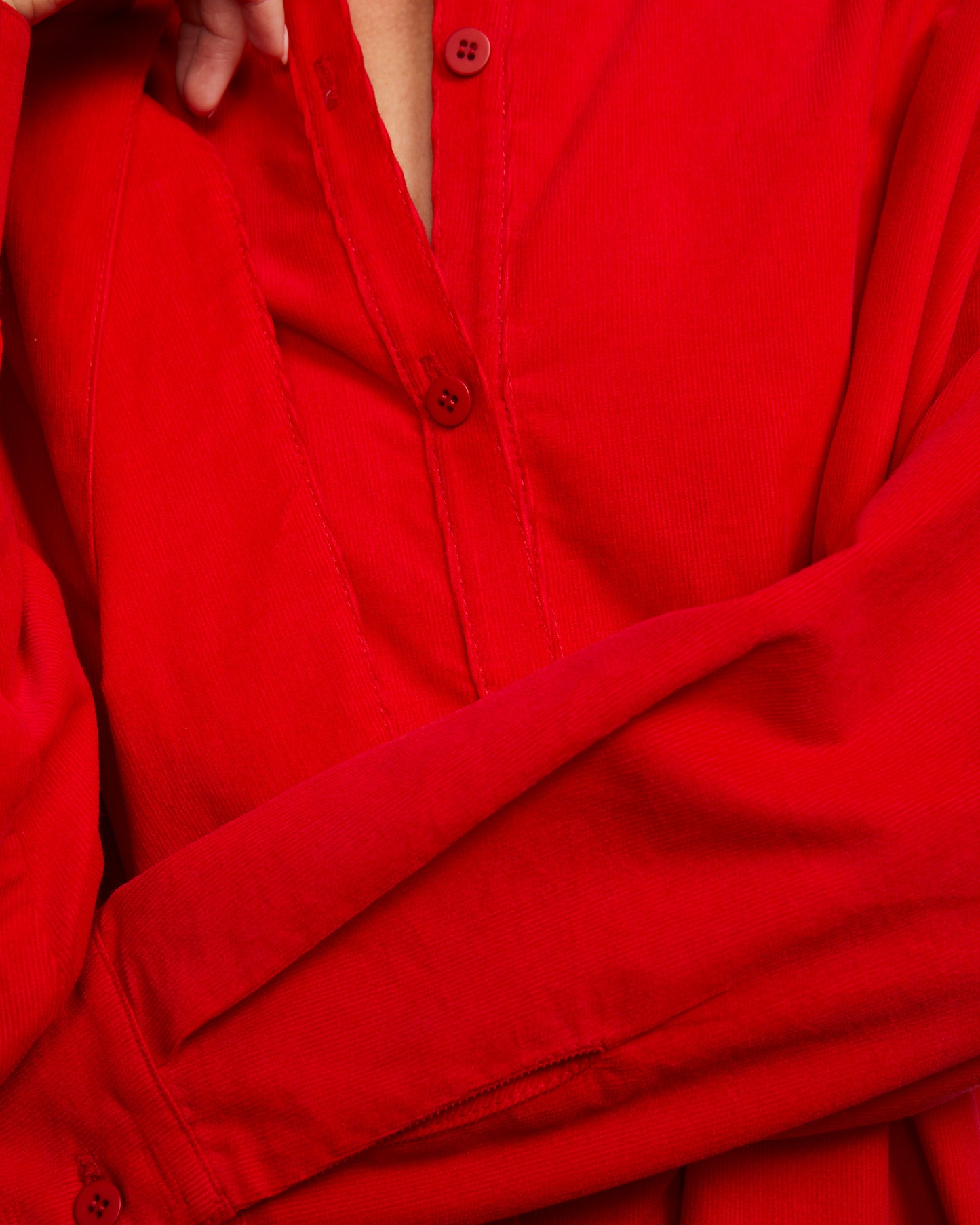 Darly Dress - Scarlet - Pinwale Corduroy