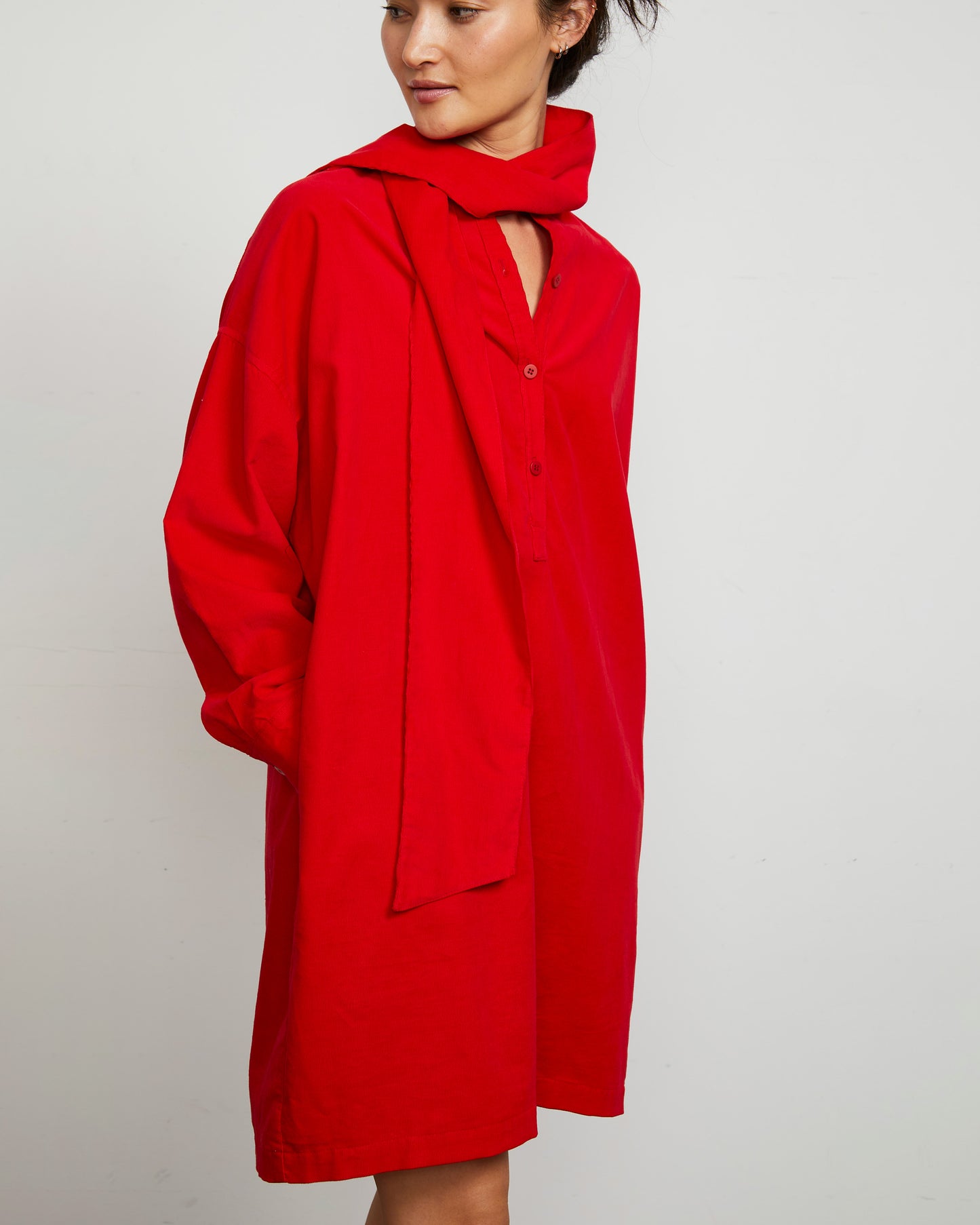 Darly Dress - Scarlet - Pinwale Corduroy