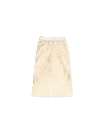 Digi Skirt - Ecru - Grid Eyelet Cotton
