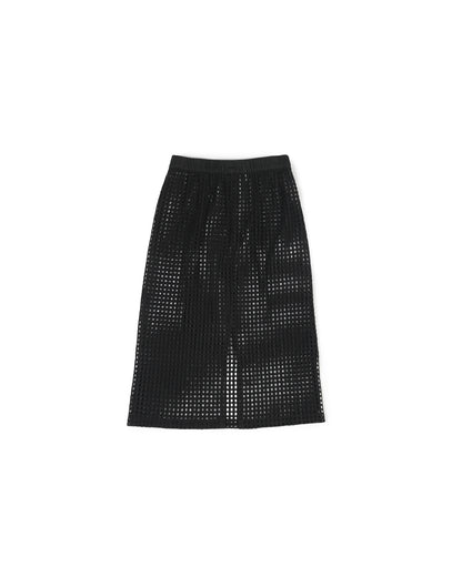 Digi Skirt - Mixed Black - Grid Broidery Cotton