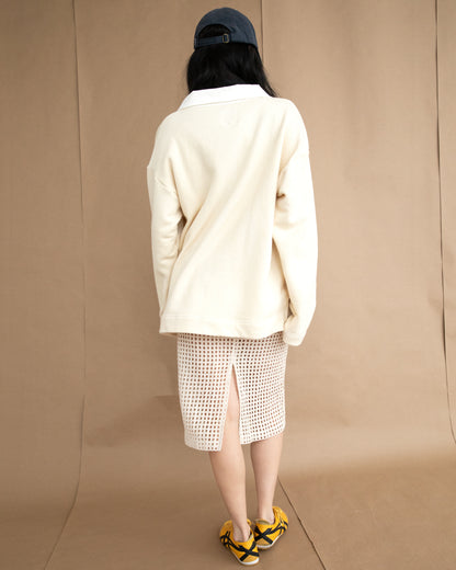 Digi Skirt - Ecru - Grid Eyelet Cotton