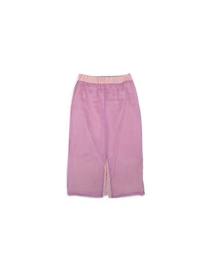 Double Digi Skirt - Powder - Layered Check Lace