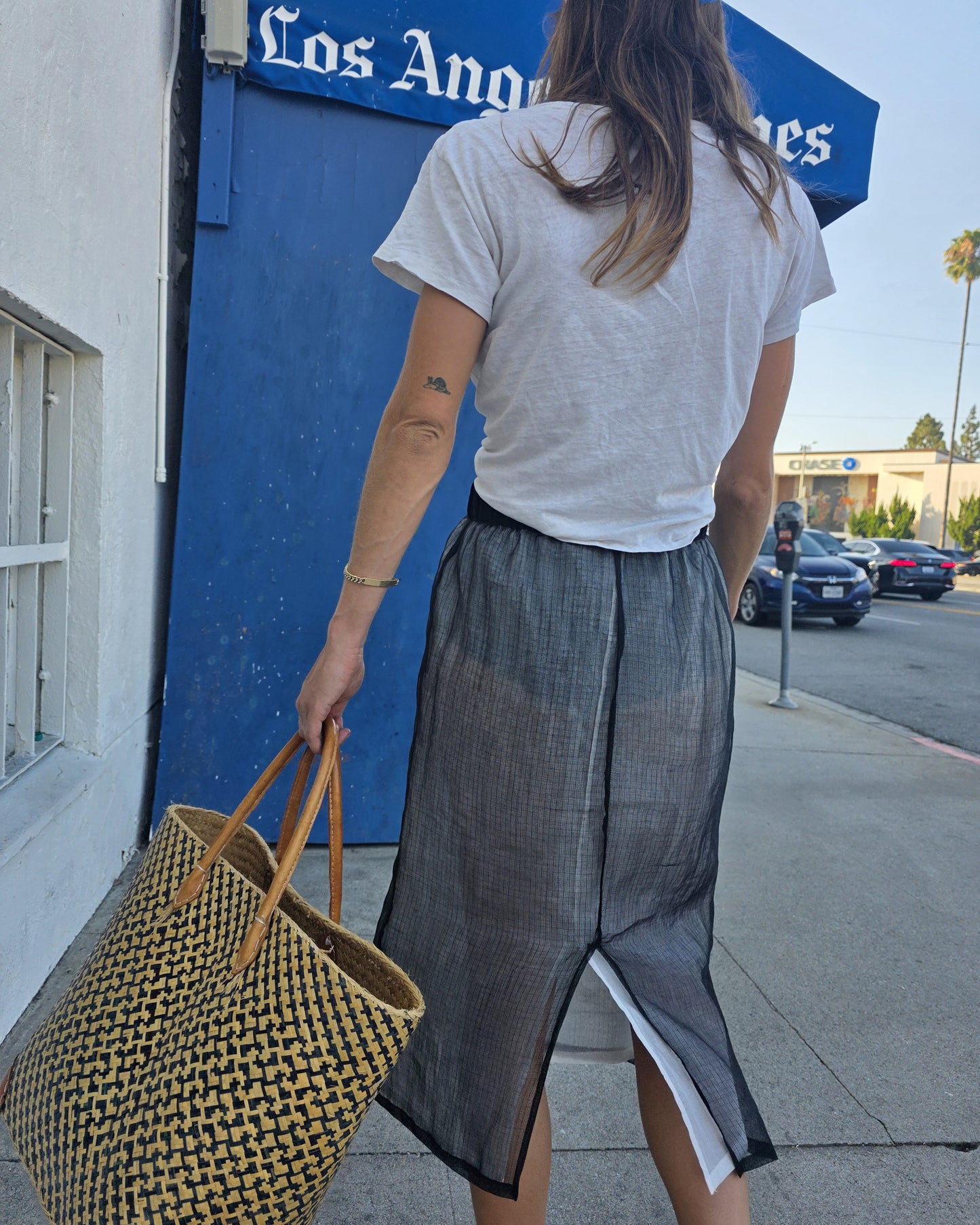 Double Digi Skirt - Ecru - Organdy Check Lace