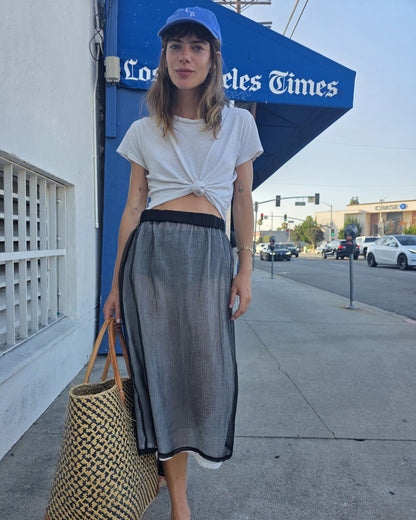 Double Digi Skirt - Ecru - Organdy Check Lace