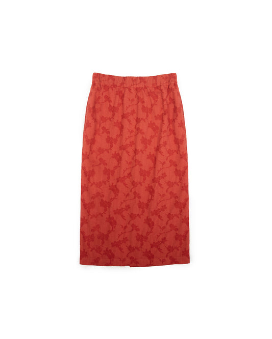 Glenn Skirt - Flame - Floral Jacquard
