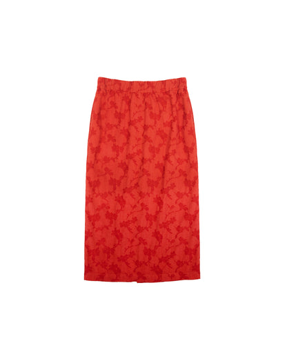 Glenn Skirt - Flame - Floral Jacquard