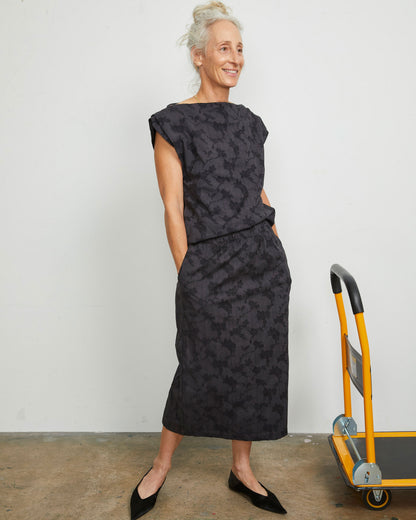 Glenn Skirt - Smoke - Floral Jacquard
