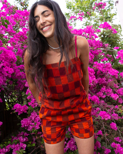 Hawthorn Short - Cerise - Ikat Check