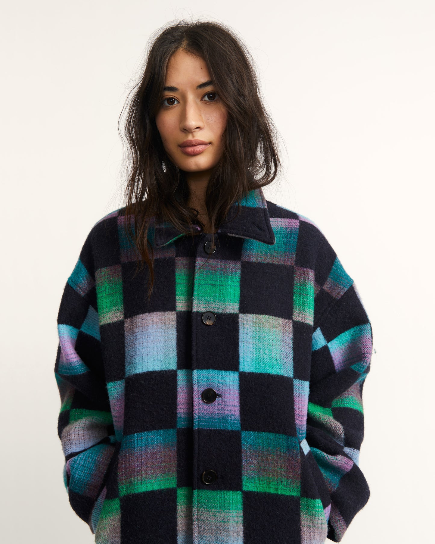 Hoya Coat - Midnight - Check Wool