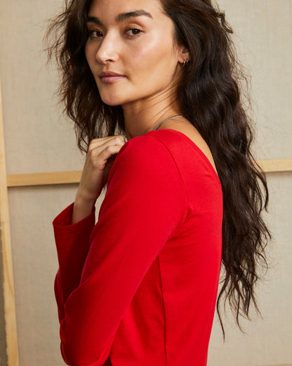 Laurel Tee - Scarlet - Cotton Knit