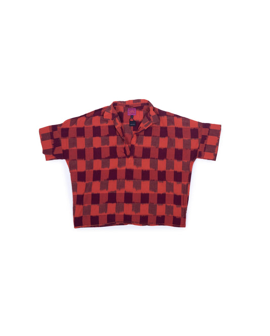 Mugho Top - Cerise - Ikat Check