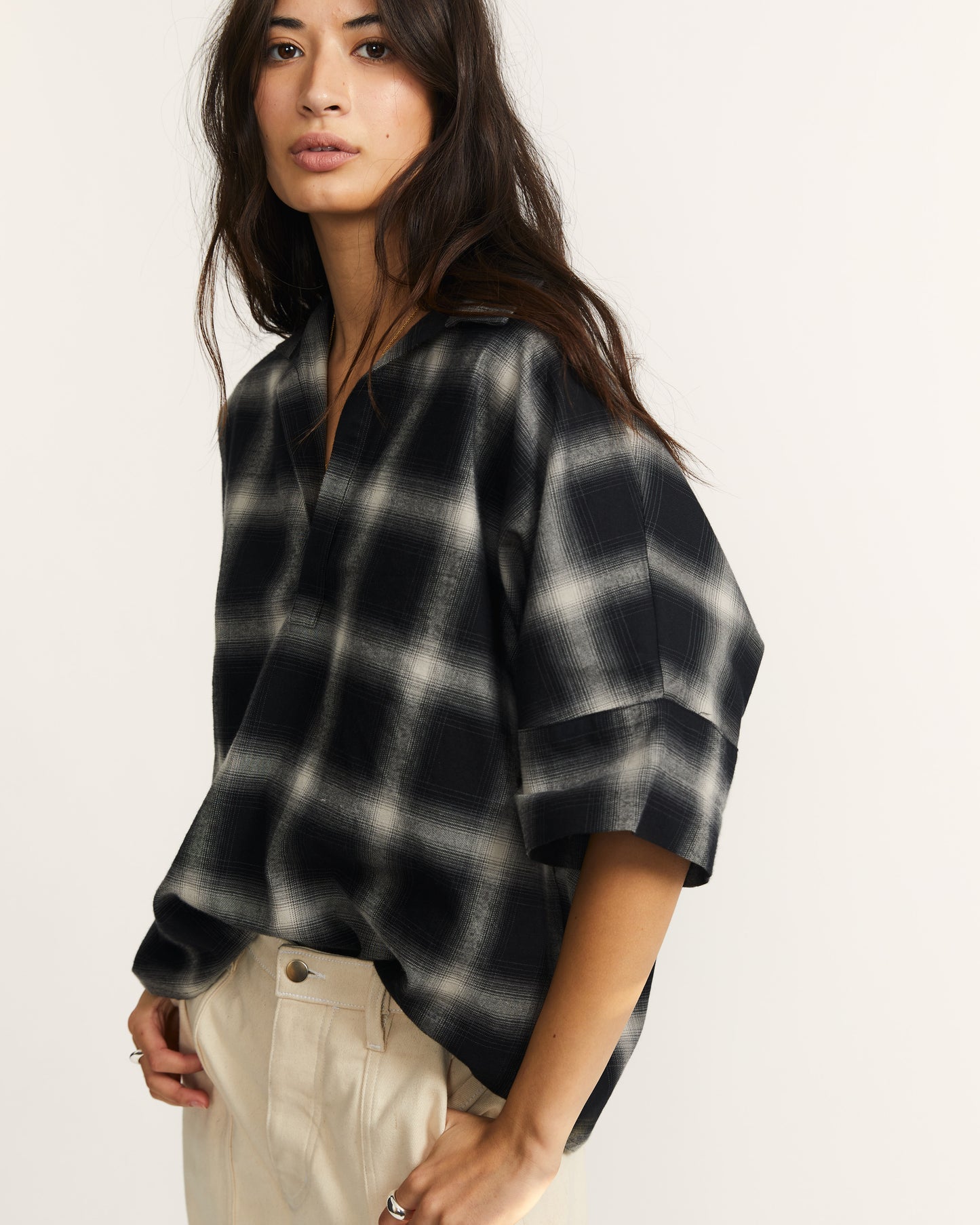 Mugho Top - Shadow Check - Drape Flannel