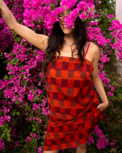 Neri Slip - Cerise - Ikat Check