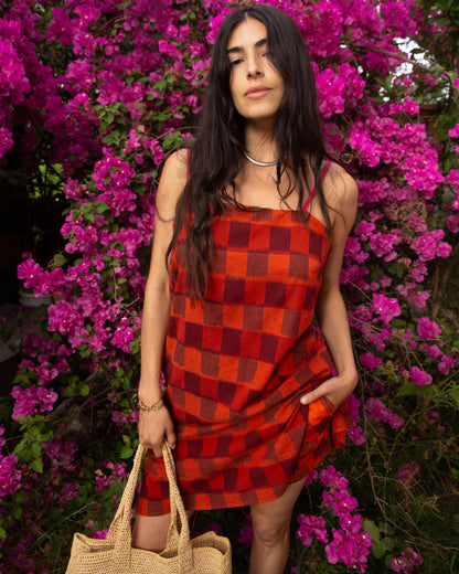 Neri Slip - Cerise - Ikat Check
