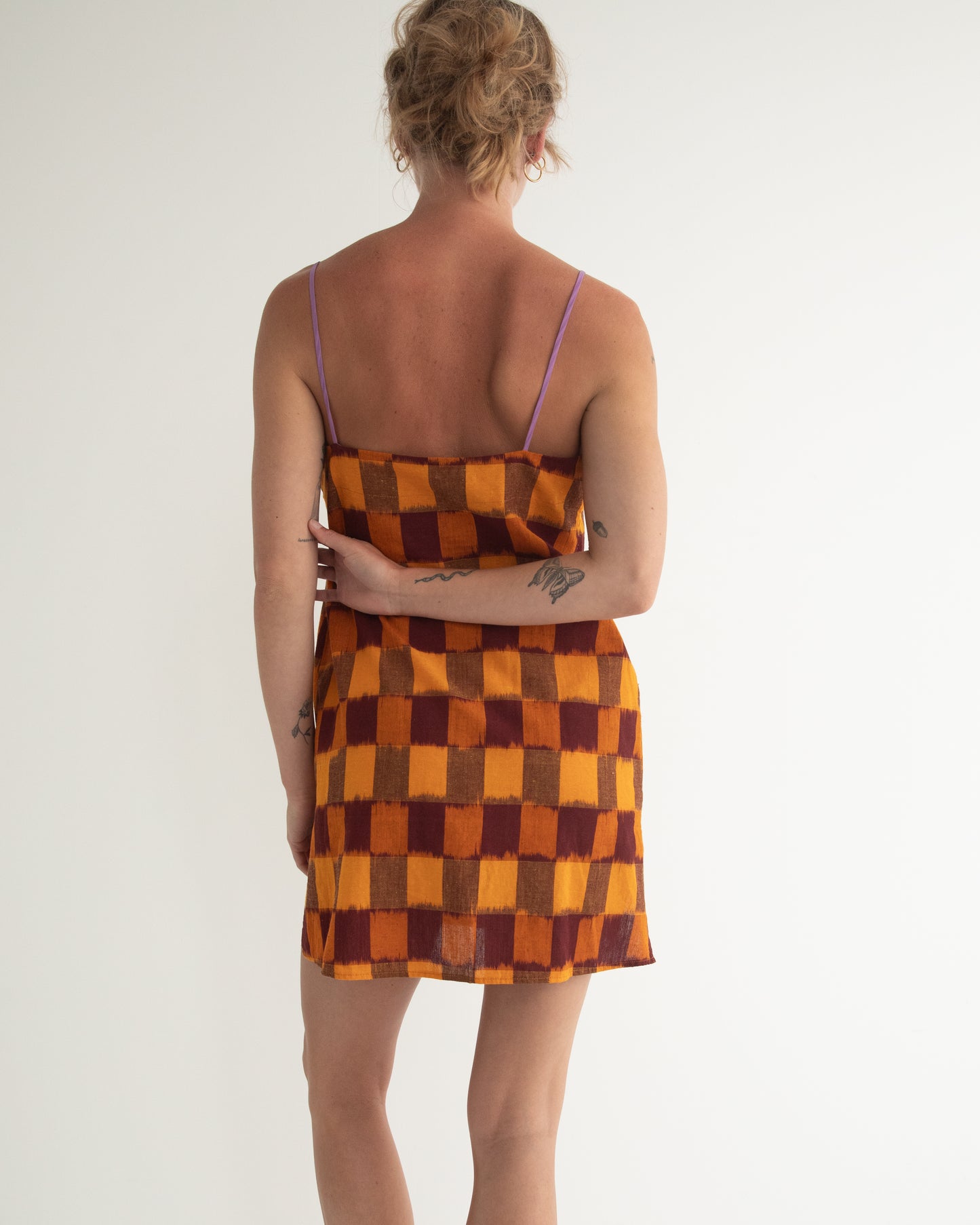 Neri Slip Dress - Marigold - Ikat Check