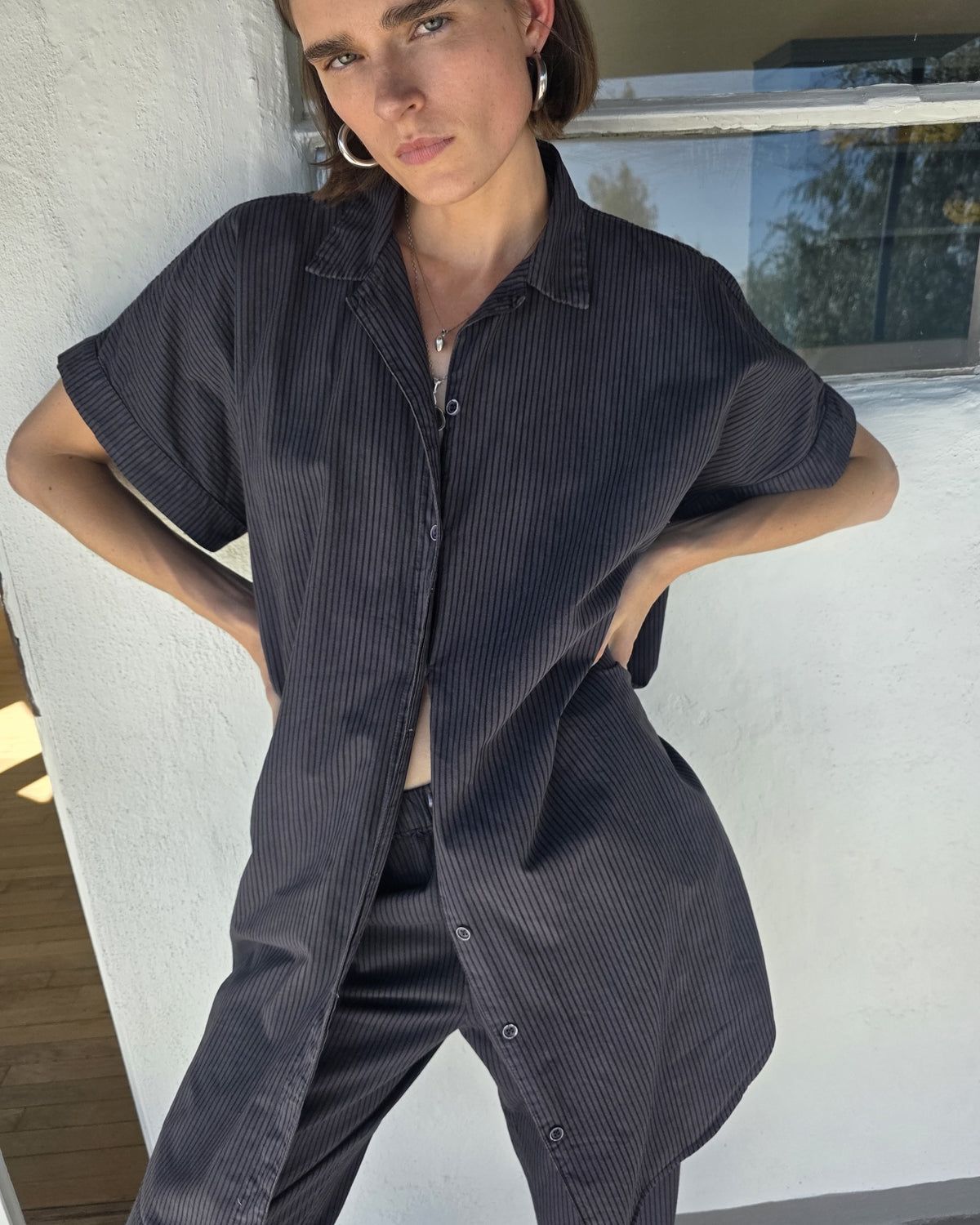 Nou Dress - Smoke - Pencil Stripe