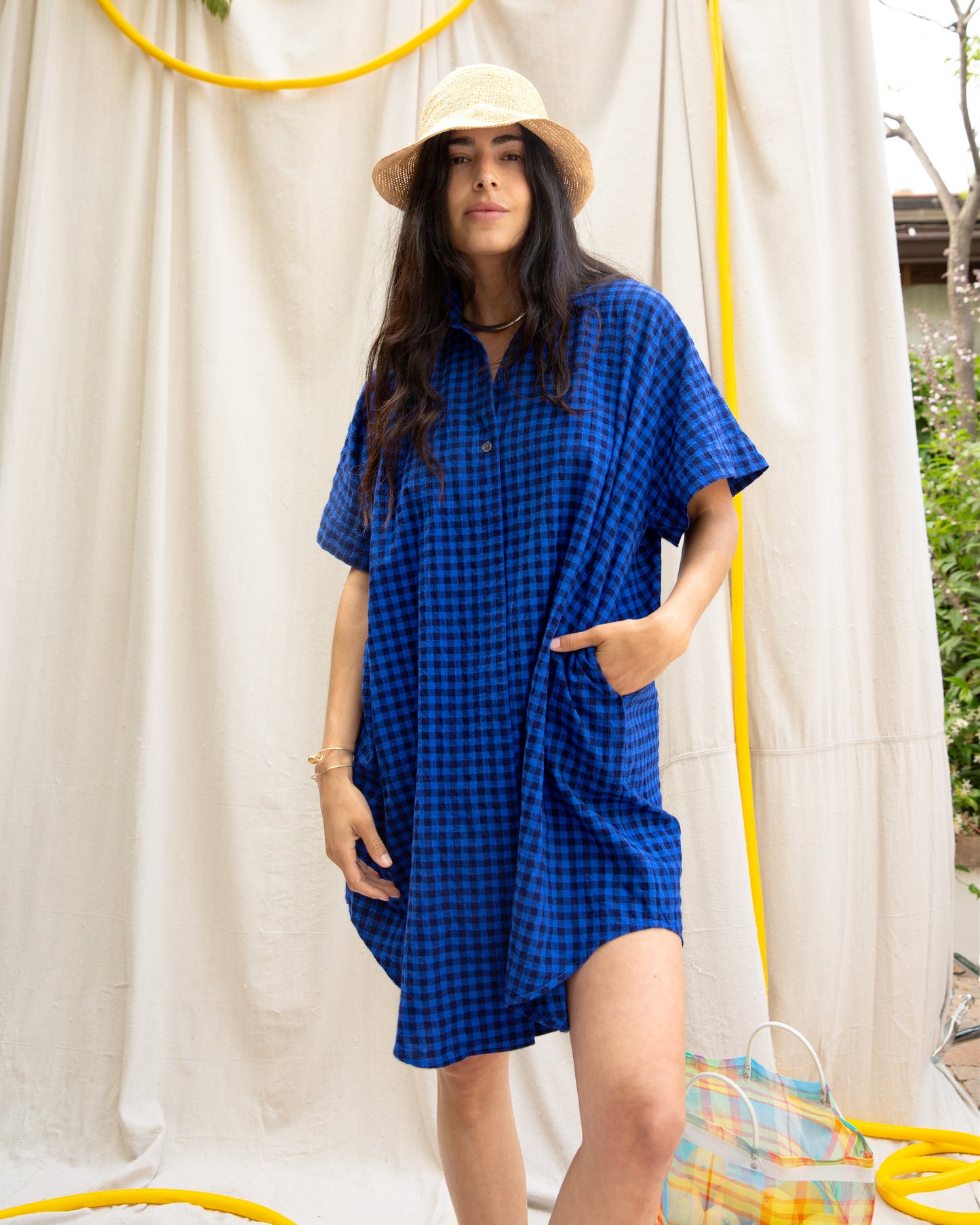 Nou Dress - Seersucker Gingham - Electric