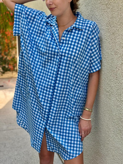 Nou Dress - Aqua - Gingham