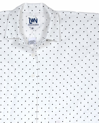 Nou Dress - White - Dotty Stretch Poplin