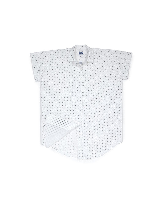Nou Dress - White - Dotty Stretch Poplin