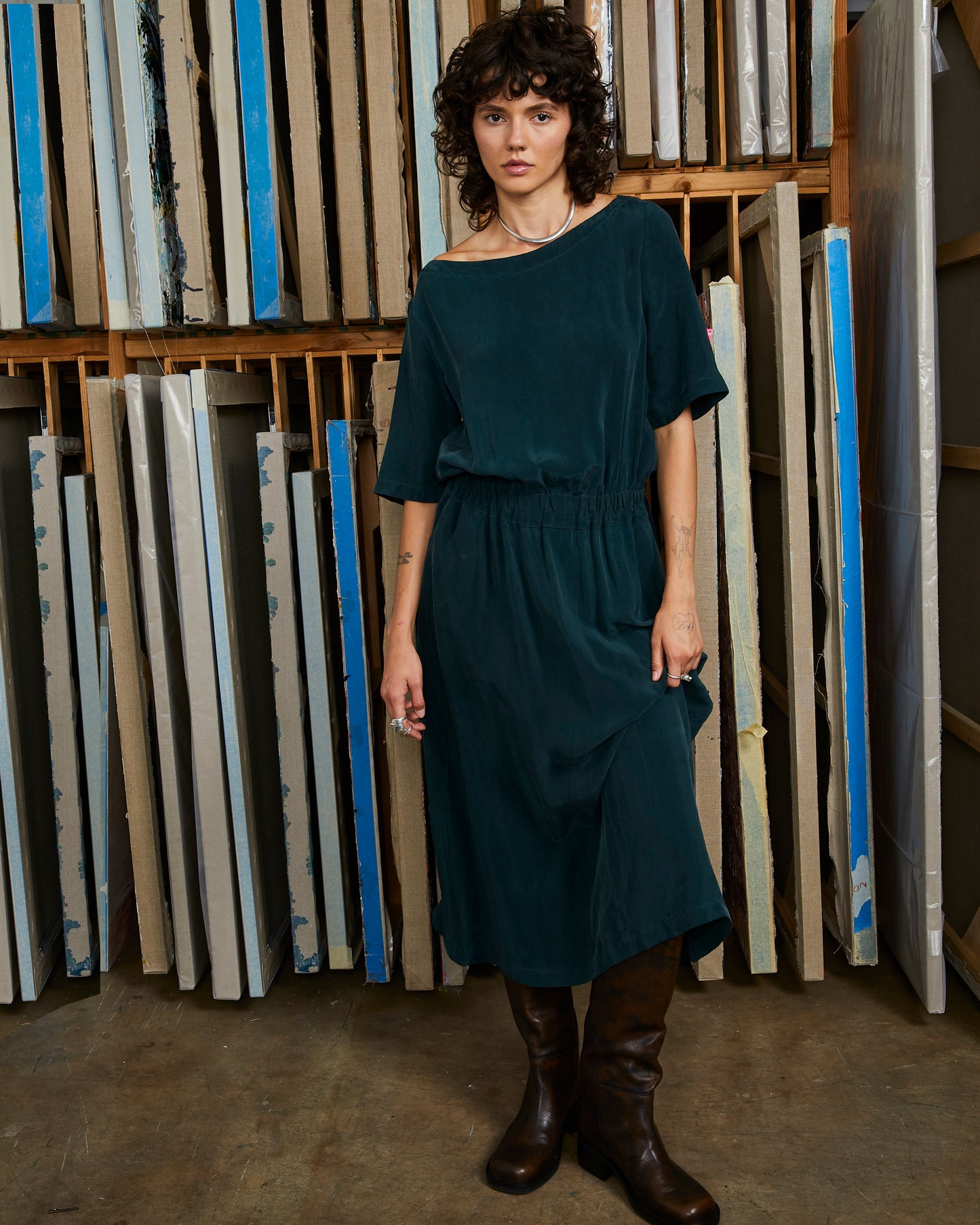 Ory Dress - Dark Teal - Soft Wash Cupro