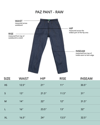 Paz Pant - Indigo - Raw Wash Denim