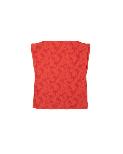 Pinch Top - Flame - Floral Jacquard