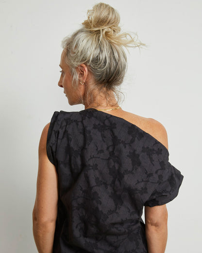 Pinch Top - Smoke - Floral Jacquard
