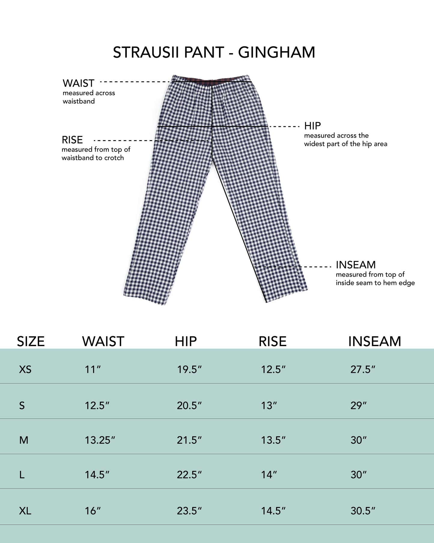 Strausii Pant - Navy - Gingham Seersucker