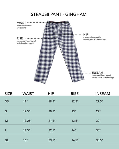 Strausii Pant - Navy - Gingham Seersucker