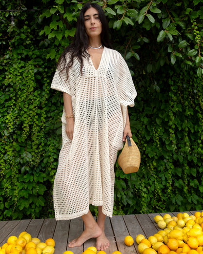 Sello Caftan - Ecru - Broidery Grid Cotton