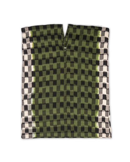 Sello Caftan - Chive Dip Dye - Ikat Check