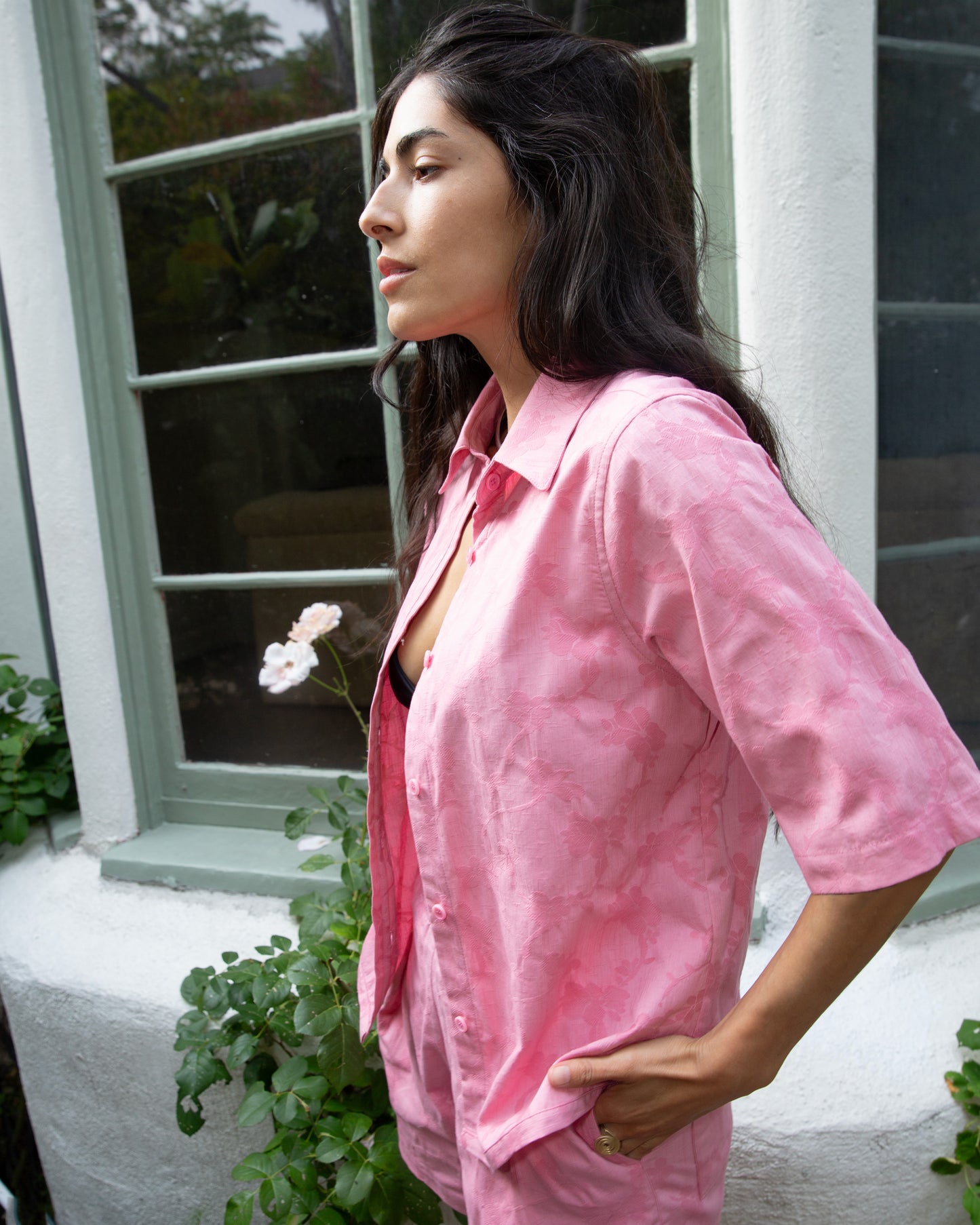 Sisal Shirt - Peony - Floral Jacquard