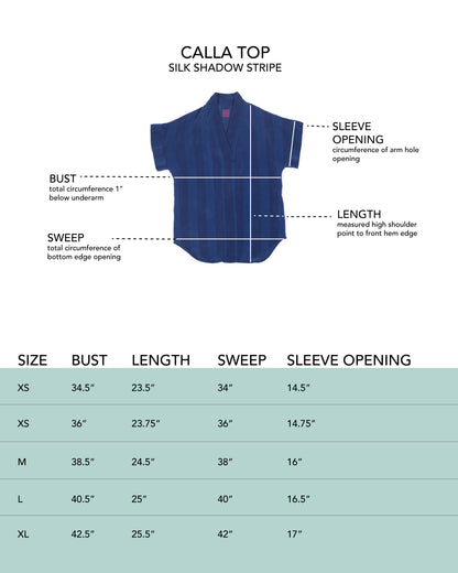 Calla Top - Lake - Shadow Stripe Silk