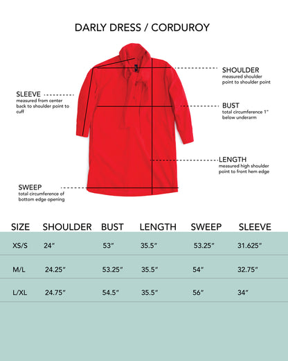 Darly Dress - Scarlet - Pinwale Corduroy
