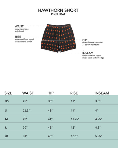 Hawthorn Short - Flame Pixel - Handloom Ikat