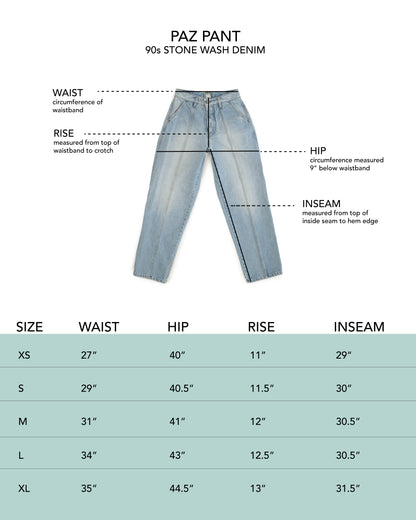 Paz Pant - 90s Stonewash - Rigid Denim
