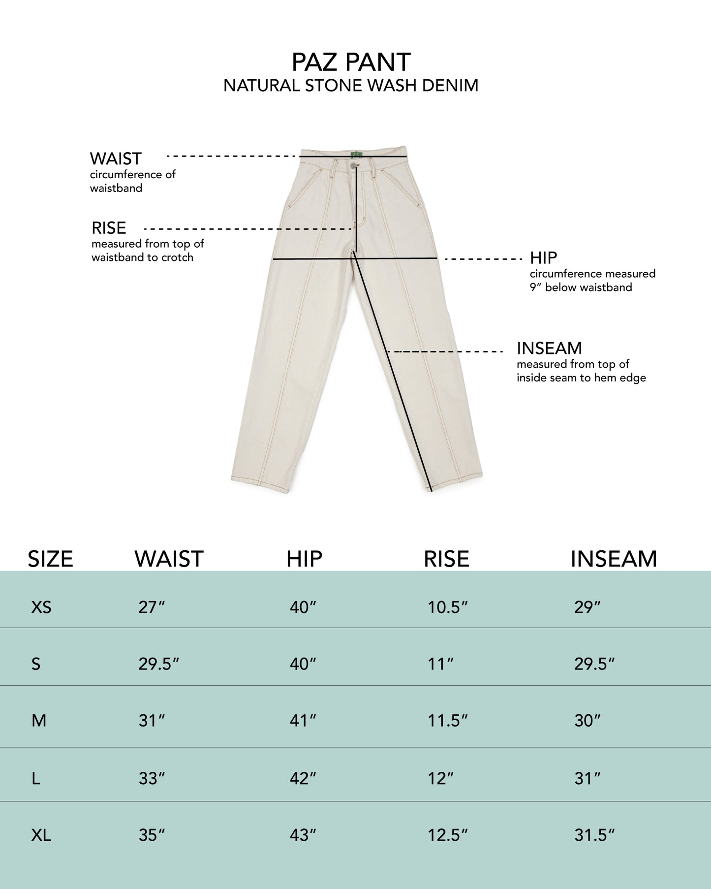Paz Pant - Natural Stonewash - Rigid Denim