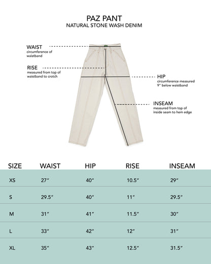 Paz Pant - Natural Stonewash - Rigid Denim