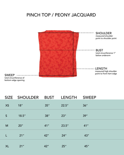 Pinch Top - Flame - Floral Jacquard