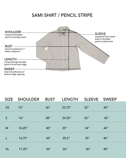 Sami Shirt - Dark Teal - Pencil Stripe