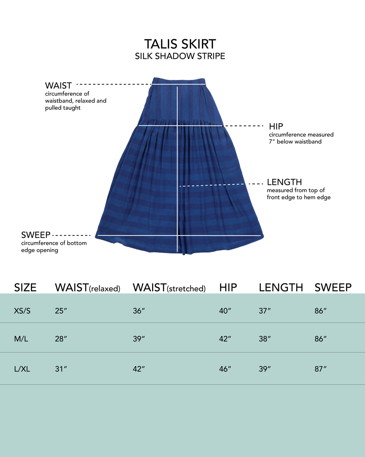 Talis Skirt - Lake - Shadow Stripe Silk